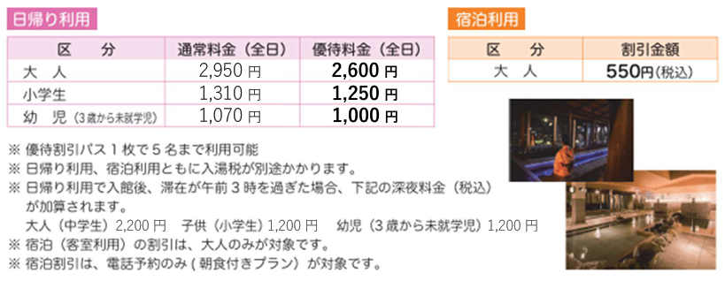 万葉倶楽部料金改定